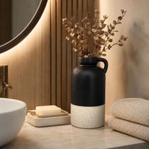 Vaso Jarra Cerâmica Preto Branco Arranjo Decorativo Moderno Vaso Jarra Cerâmica Preto Branco Arranjo Decorativo Moderno