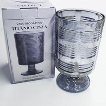 Vaso Jarro Decorativo De Mesa Taça em Vidro Modelo Titânio Cinza 700ml