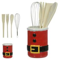 Vaso kit utensilios papai noel em ceramica