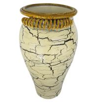 Vaso Latão Craquelado Preto Detalhe Tranças 32.00cm