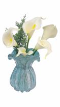Vaso Leque Murano Azul Turquesa com pó de ouro 16cm altura Vaso Leque Murano Azul Turquesa com pó de ouro 16cm altura