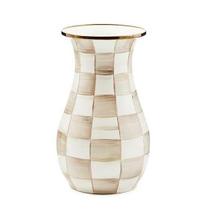 Vaso MACKENZIE-CHILDS Esmaltado com Estampa Xadrez Mocha 15x15x30 cm