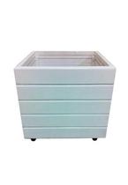 Vaso Madeira Rústico Não É Segredo Branco Rodinha 40X40