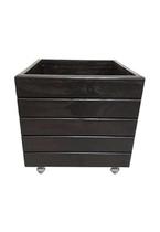 Vaso Madeira Rústico Não É Segredo Preto Rodinha 40X40