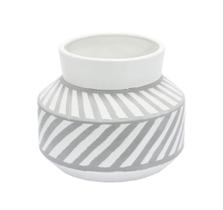Vaso Maior Redondo Ceramica Branco c Cinza Listras Luxo Vaso Maior Redondo Ceramica Branco c Cinza Listras Luxo