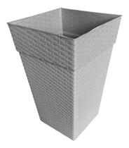 Vaso Médio Coluna Quadrado Rattan Para Flores Plantas 10 L