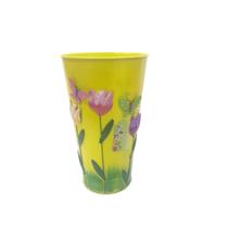 Vaso Metal Enfeite Varanda Borboleta Flor Amarelo Jardim Quintal (SYBO-G6)