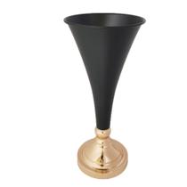 Vaso Metal Modelo Taça Preto e Dourada 46cm