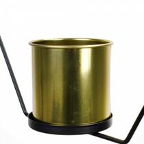 Vaso Metal para Pendurar Dourado e Preto 29x33cm