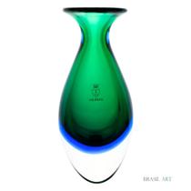 Vaso Mini Alto Verde com Água-marinha - Cristais Cá d'Oro - 18cm