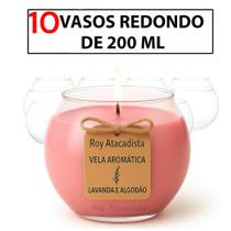 Vaso mini pequeno 200 ml kit 10 vidro redondo castical vela