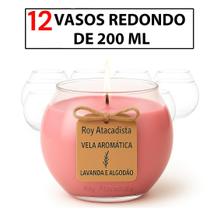 Vaso mini pequeno 200 ml kit 12 vidro redondo castical vela