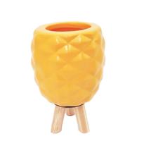 Vaso Miniatura Abacaxi Cor Amarelo Com Pezinho