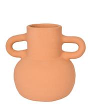 Vaso minimalista de ceramica com alca cor terracota 23cm