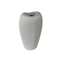 Vaso Moderno Ceramica Cinza Oval Ondulado para Dentro Luxo
