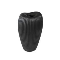 Vaso Moderno Ceramica Preto Oval Ondulado para Dentro Luxo