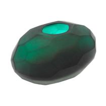 Vaso Moderno Cristal Facetado Verde Fosco Escuro Design Oval