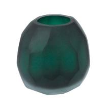 Vaso Moderno Cristal Facetado Verde Fosco Medio Escuro