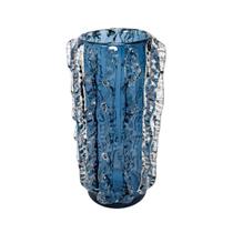 Vaso Murano Azul Medio Relevos Bolhado Incolor Alta Decoração Vaso Murano Azul Medio Relevos Bolhado Incolor Alta Decoração