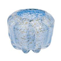 Vaso Murano Azul Turquesa Pigmentos Dourado Lapidados Gomos