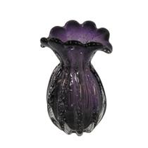 Vaso Murano Cristal Violeta 20x15cm Fino Acabamento Luxo Vaso Murano Cristal Violeta 20x15cm Fino Acabamento Luxo