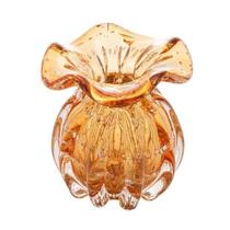 Vaso Murano De Vidro Italy Ambar Dourado 10x11cm Wolff