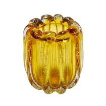 Vaso Murano Italiano Âmbar Lapidados em Gomos Luxo