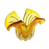 Vaso Murano Italiano Ambar Menor Design Moderno Lapidados