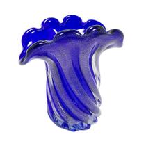Vaso Murano Italiano Azul Cobalto Moderno Lapidados Impecave