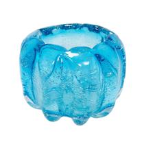Vaso Murano Italiano Azul Decorativo Lapidados em Gomos