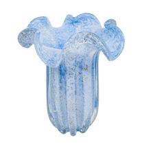 Vaso Murano Italiano Azul Medio Turquesa Pó de ouro Relevos