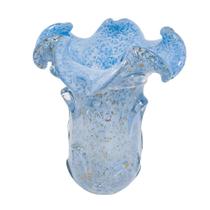 Vaso Murano Italiano Azul Menor Turquesa Pó de ouro Relevos