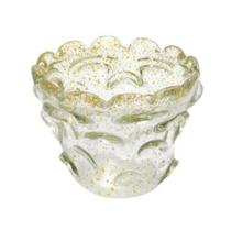 Vaso Murano Italiano Incolor c Pó de Ouro Relevos Luxo Vaso Murano Italiano Incolor c Pó de Ouro Relevos Luxo
