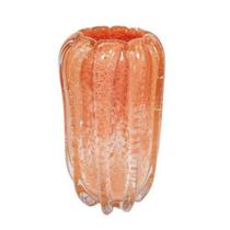 Vaso Murano Italiano Laranjado Lapidados Vertical Fino Desig