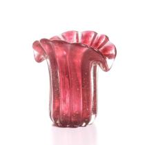 Vaso Murano Leque Dark Pink "P" c/ Ouro