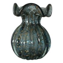 Vaso Murano Trouxinha Azul Petróleo com Dourado Decoração Ambiente 13 x 11 cm Casa Del Grande Vaso Murano Trouxinha Azul Petróleo com Dourado Decoração Ambiente 13 x 11 cm Casa Del Grande