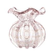 Vaso Murano Vidro Italy Rosa Claro e Dourado Wolff 10x11cm