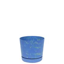Vaso Ocean Mar Azul 15x15xCm Com Prato Anti-Dengue Vasart