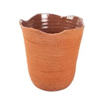 Vaso organico decorativo em ceramica terracota 23x21cm