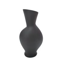 Vaso Orgânico Longo Decorativo Resina Preto Fosco Flores BTC