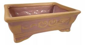 Vaso Oriental Retangular De Cerâmica Bonsai Coral-claro Vaso Oriental Retangular De Cerâmica Bonsai Coral-claro