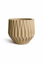 Vaso Origami Moderno Design Geométrico 38cm Para Plantas Cor:Areia