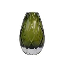 Vaso Oval Vidro Murano Italiano 17Cm Fino Acabamento Verde