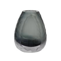 Vaso Oval Vidro Murano Italiano 22X18Cm Médio Cinza Quartzo Vaso Oval Vidro Murano Italiano 22X18Cm Médio Cinza Quartzo