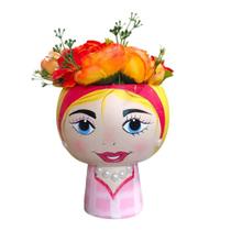 Vaso para Flor Cachepot Grande de Ceramica Boneca Perolas - Decore Casa