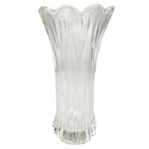 Vaso para flores artificiais de vidro transparente decorado