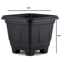 Vaso Para Planta Quadrado Grande De Plastico - Preto - Plasmarc