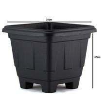 Vaso Para Planta Quadrado Grande De Plastico - Preto