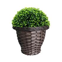 Vaso para Planta Redondo de Palha Sintética Trançada Grande Marrom Escuro Original