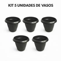 Vaso para Plantas 4,5 Litros Plástico Preto Resistente Redondo Cachepot Jardim Decorativo Plantas Flores